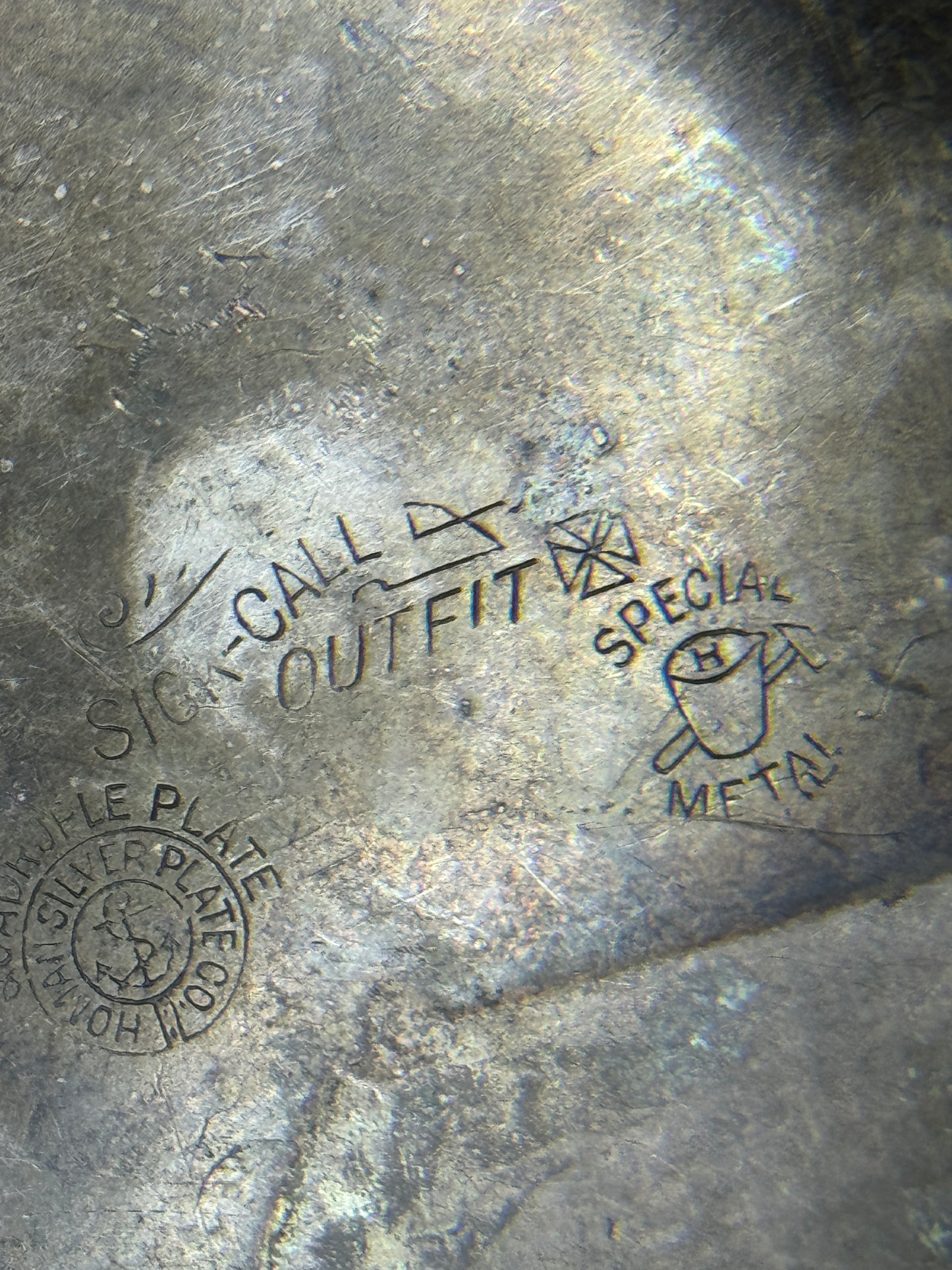 Homan Silver Plate Sick Call Special Metal IHS Plate Dish Vintage