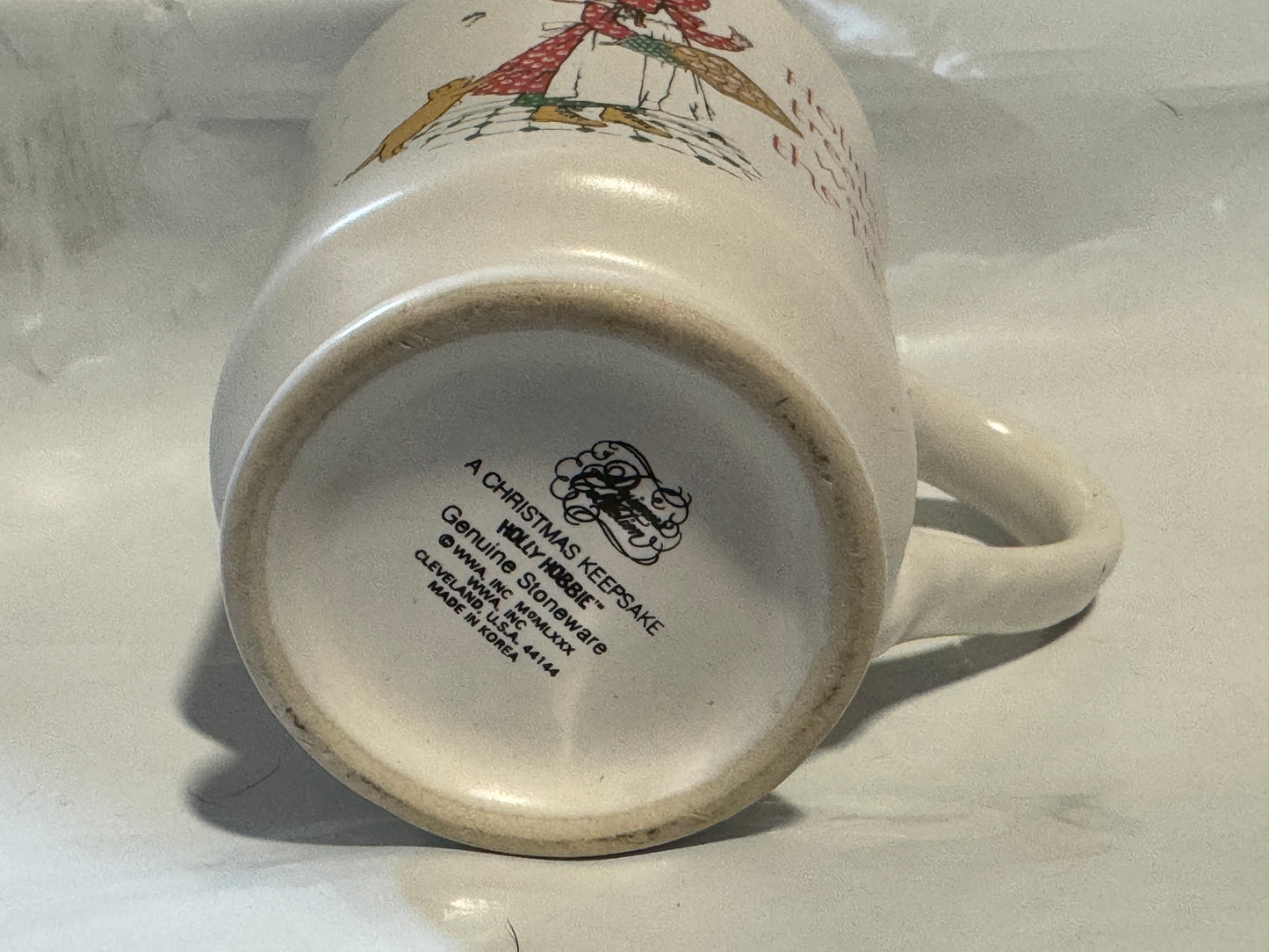 Holly Hobbie Christmas Holiday Treats Porcelain Mug 1980s Vintage