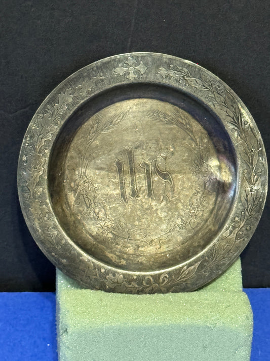 Homan Silver Plate Sick Call Special Metal IHS Plate Dish Vintage