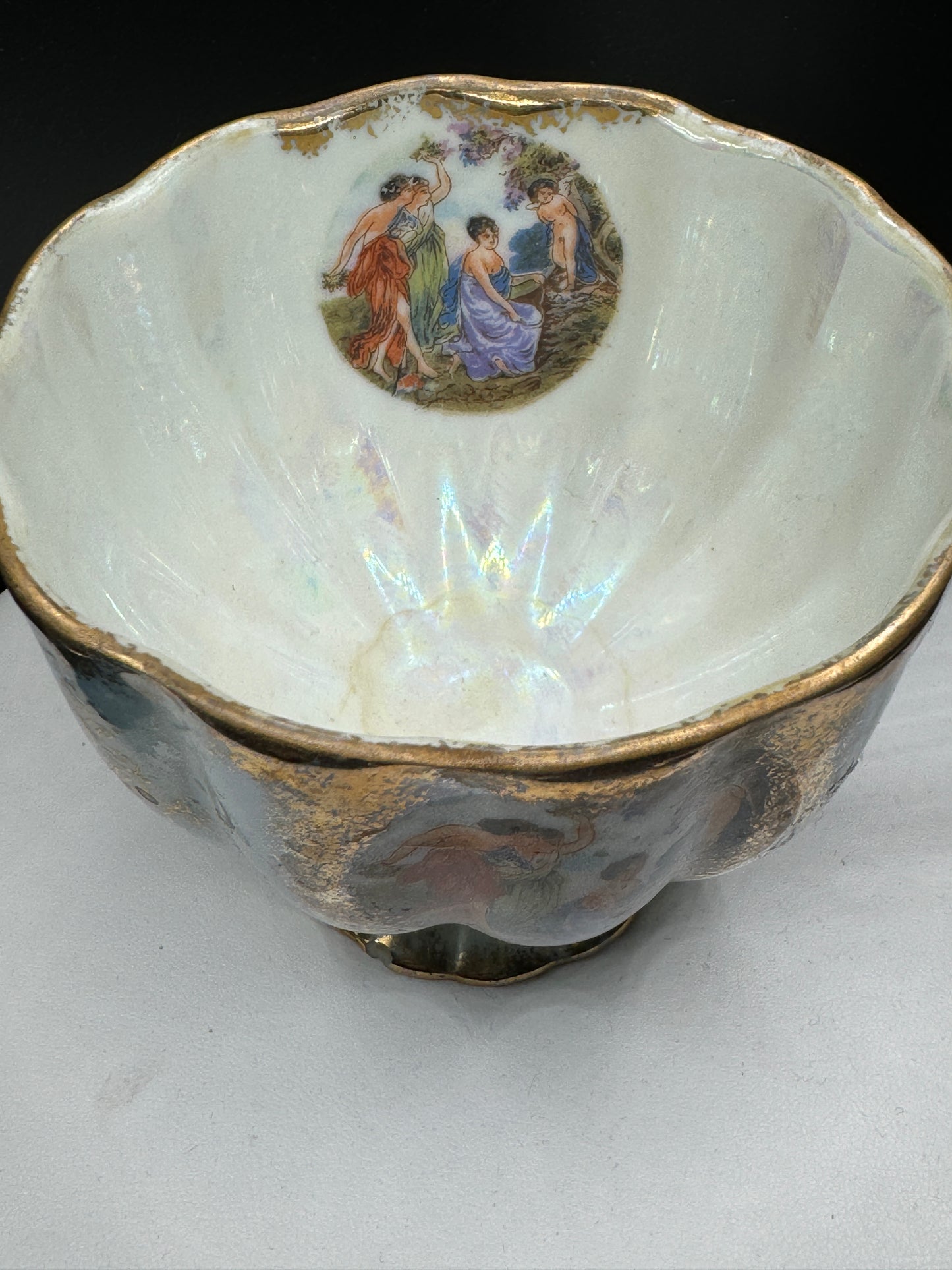 Beautiful Tea Cup Lefton Hand Painted Grecian Women Fine China VINTAGE