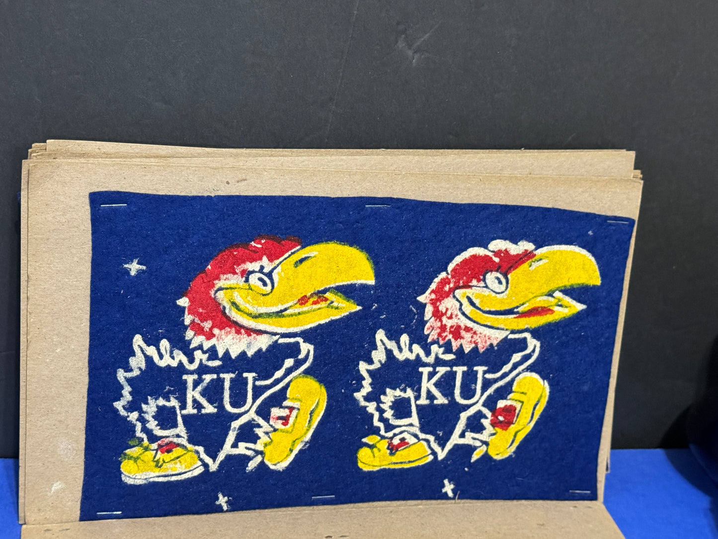 Kansas Jayhawk Mascot on felt - Vintage