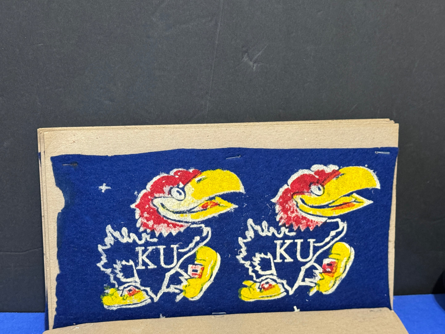 Kansas Jayhawk Mascot on felt - Vintage