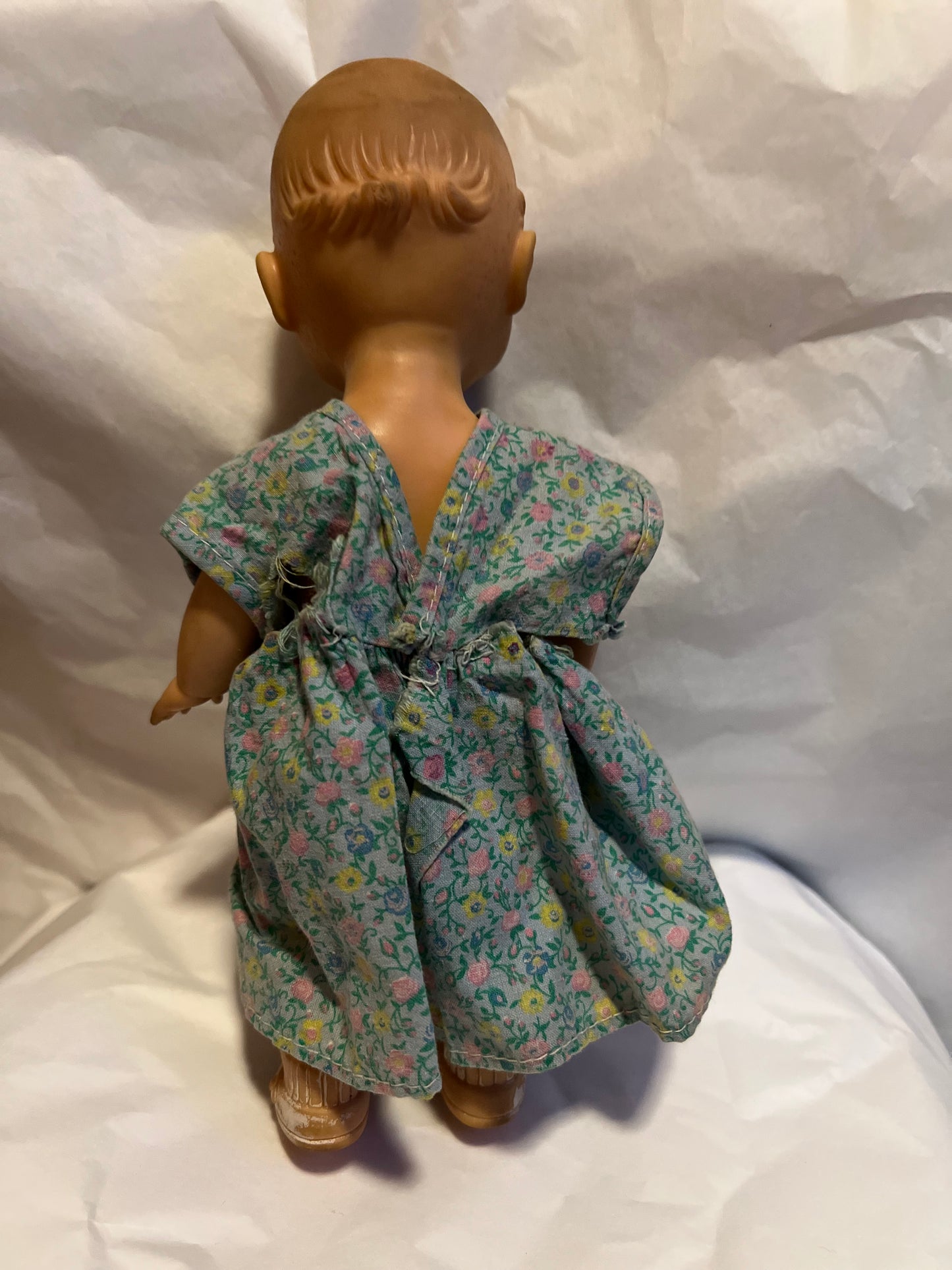 Kewpie Doll 13" Blue floral dress Vintage
