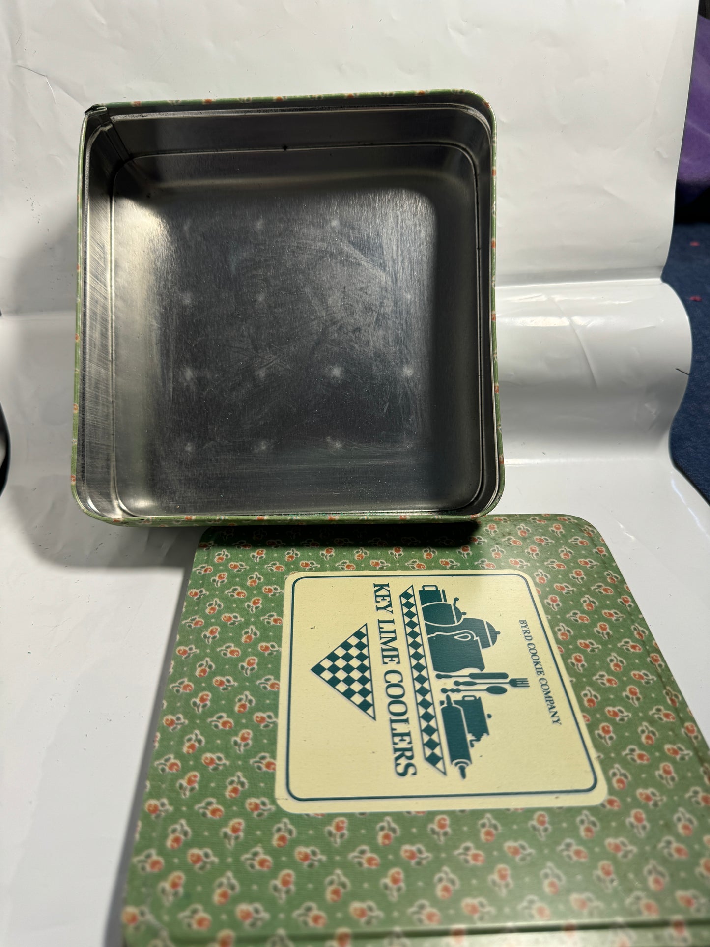 Byrd Cookie Co Key Lime Cooler Tin kitchen utensils flowers Vintage