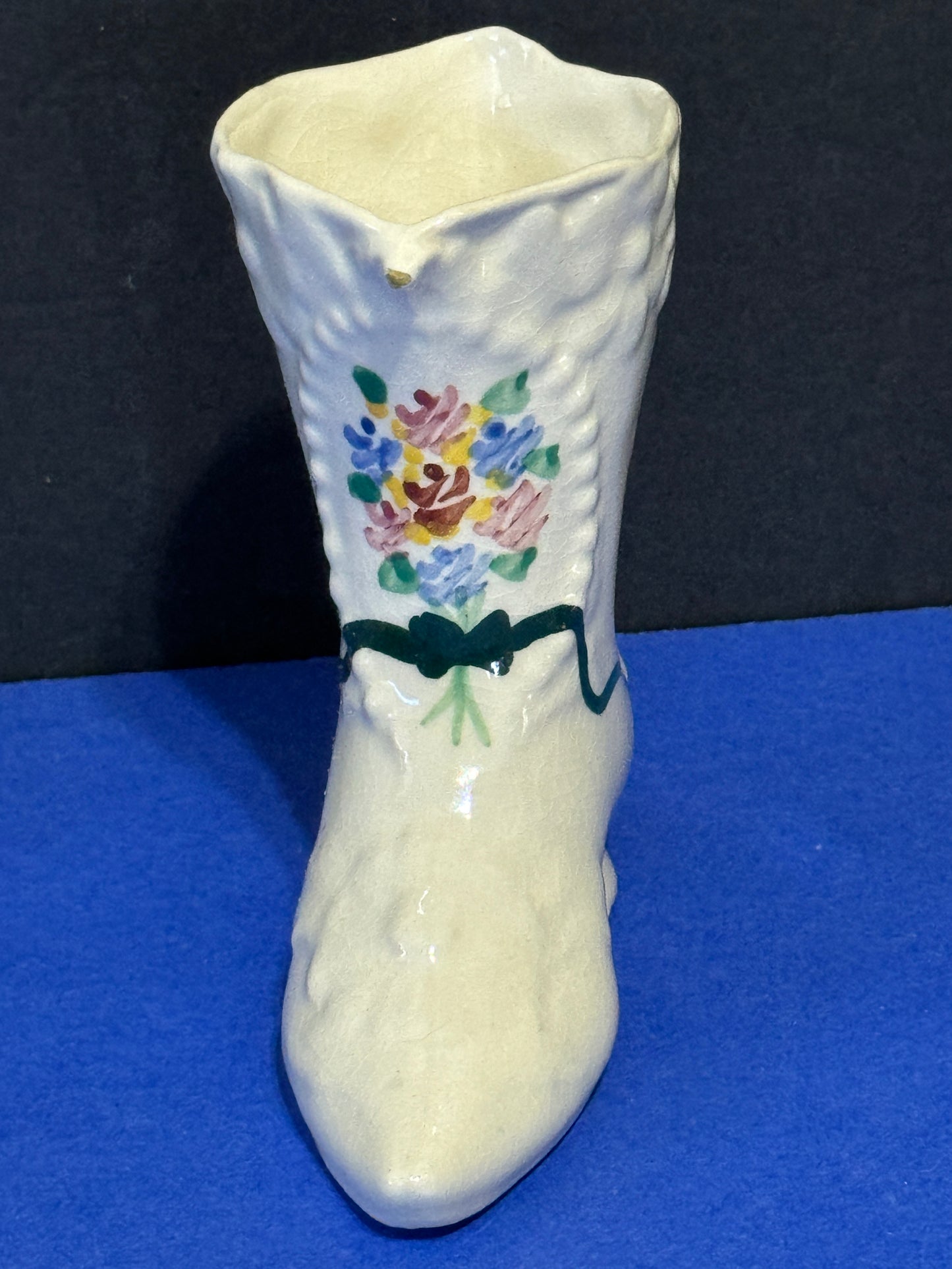 Victorian Lady's Boots Porcelain and Floral Decorations - VINTAGE