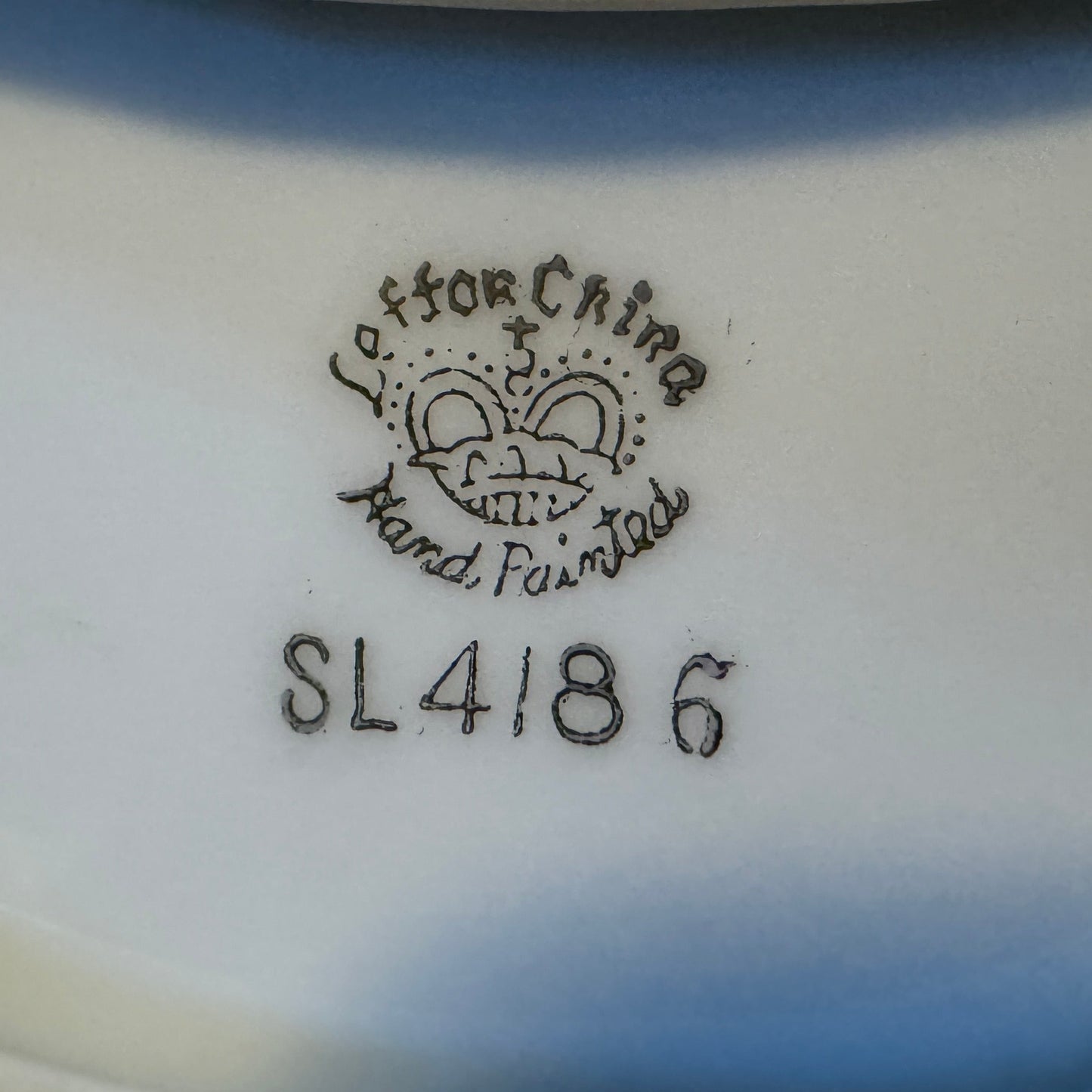 Lefton Hand Painted Blue Forget Me Knots  Bone China Dish stamped SL4186 Vintage