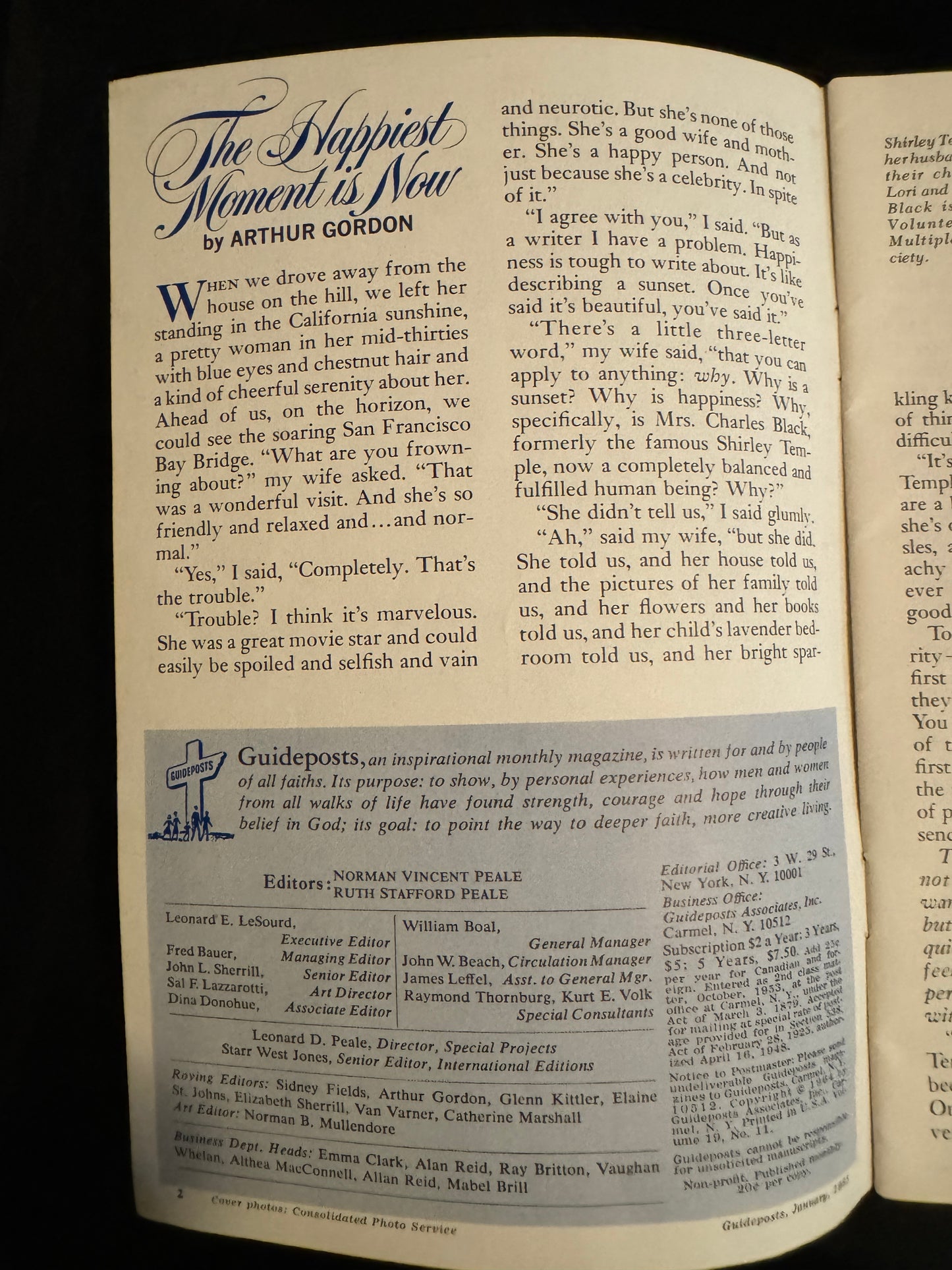 Guidepost Jan. 1965 Shirley Temple Child Movie Star - Vintage