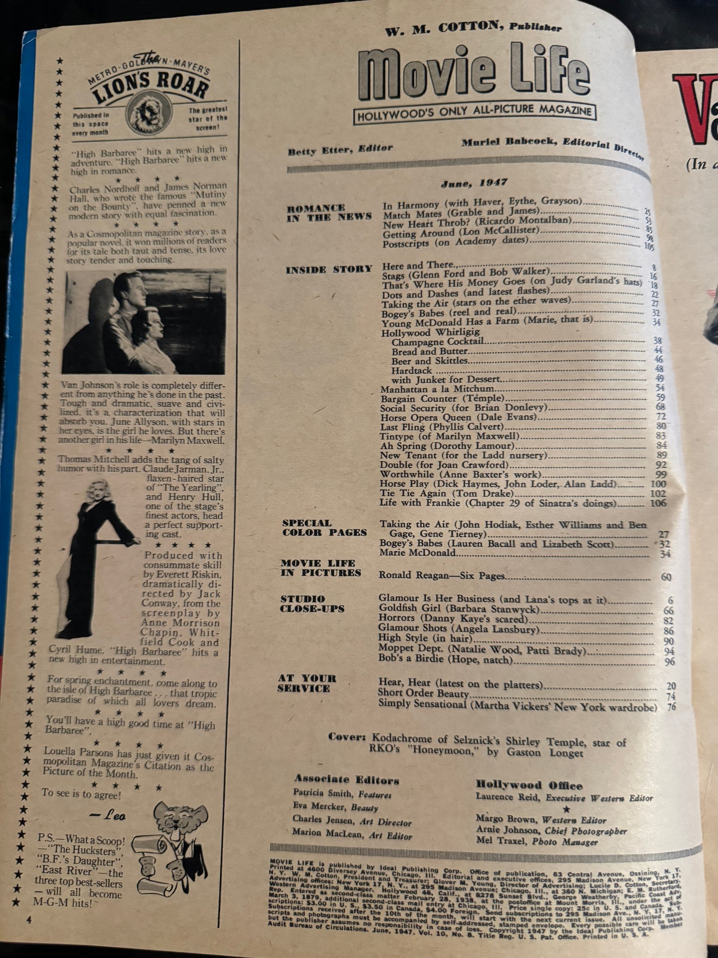 Movie Life June 1947 - Shirley Temple Cover