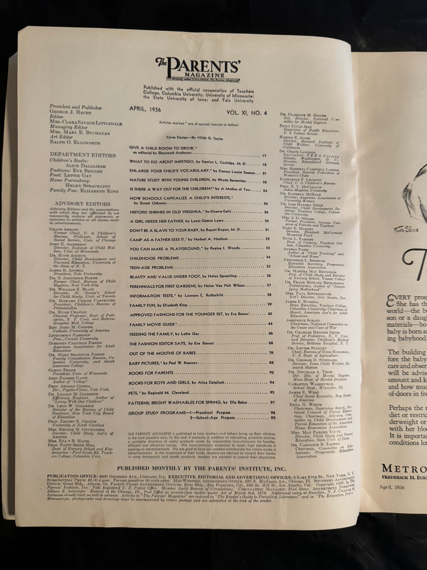 Parents' Magazine April 1936 - Shirley Temple Family Movie Guide Advertisement