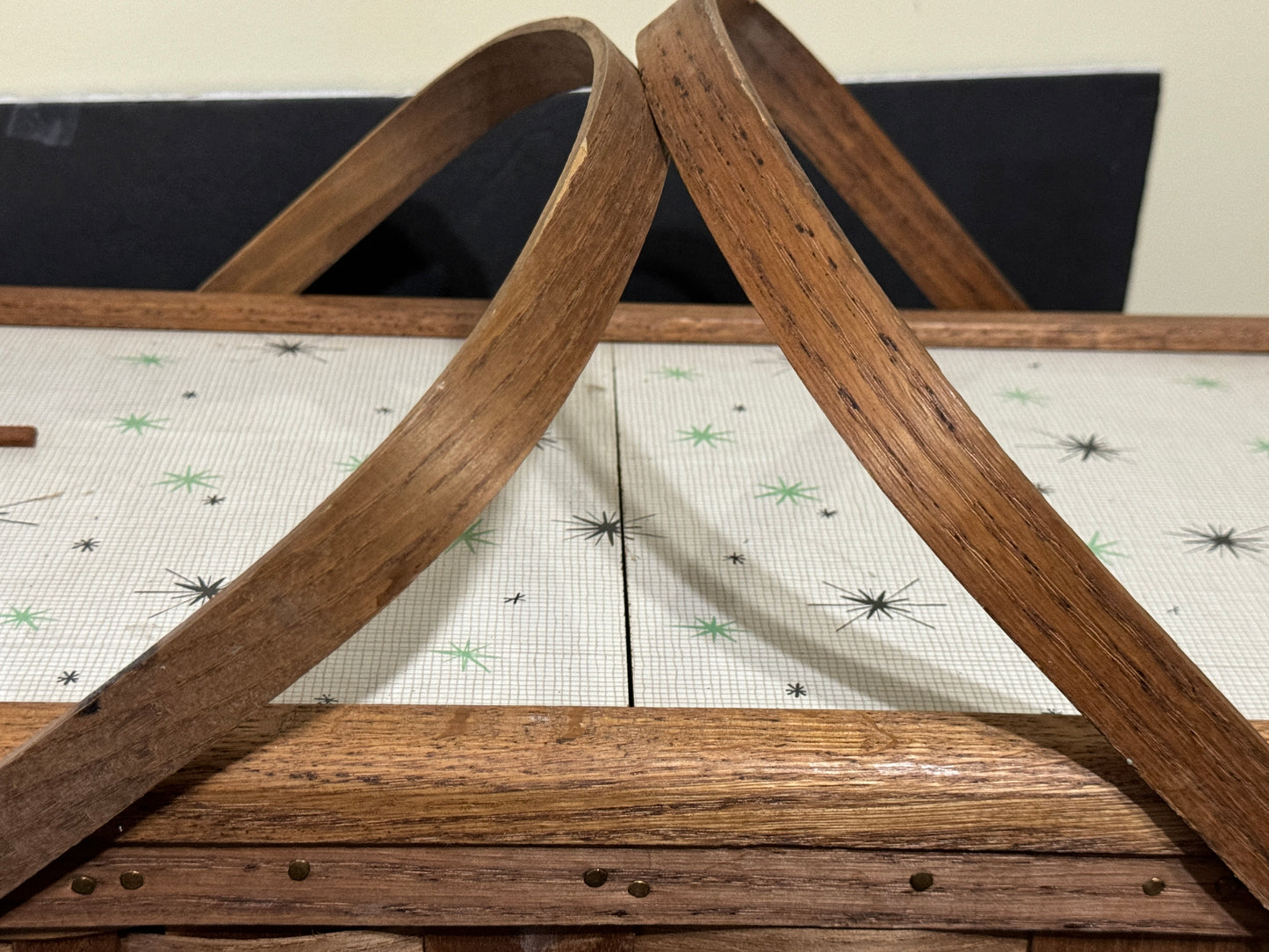 Oak Picnic Basket with slide-out doors - VINTAGE
