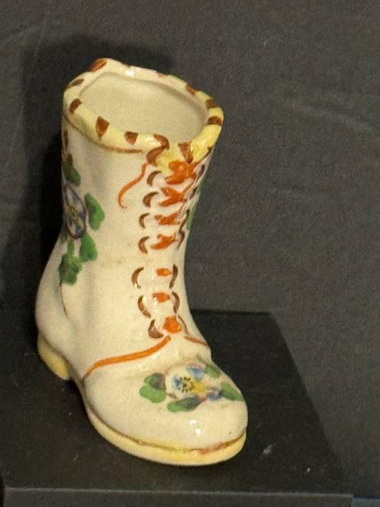 Porcelain Floral Boot Hand painted Japanese - VINTAGE