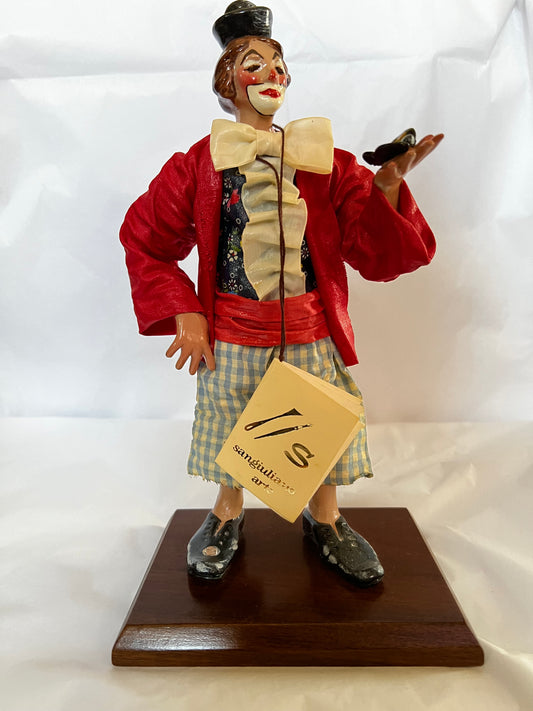Sangiuliano Art Fabric-Mache Clown Figurine 11" Italy