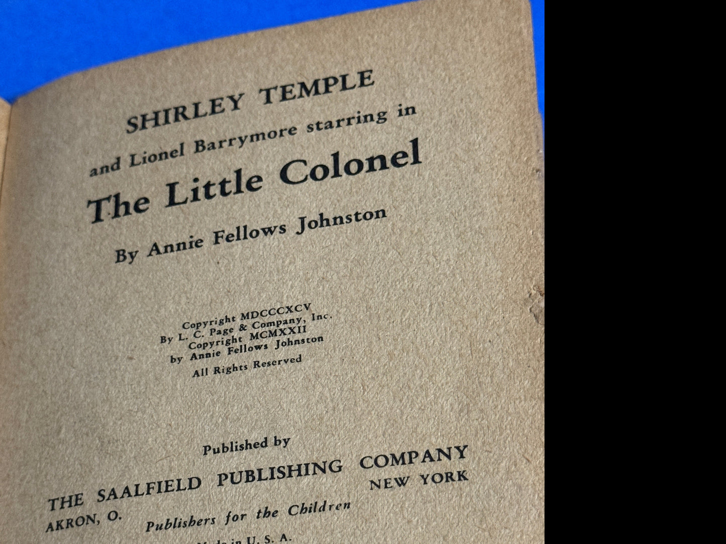 The Little Colonel (No. 1895) Saalfield Publishing 1935