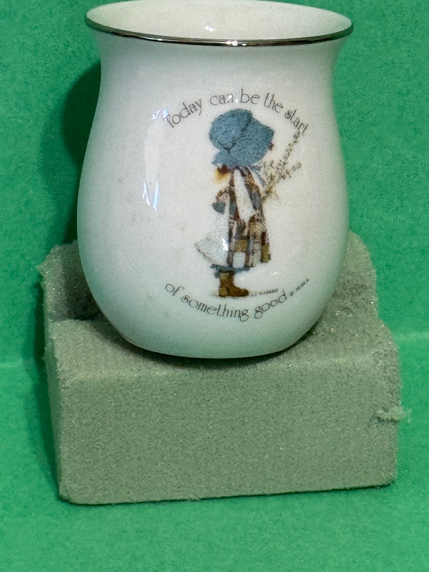 Holly Hobbie Candle Vase Porcelain - Today Can be the Start ... - '76 VINTAGE