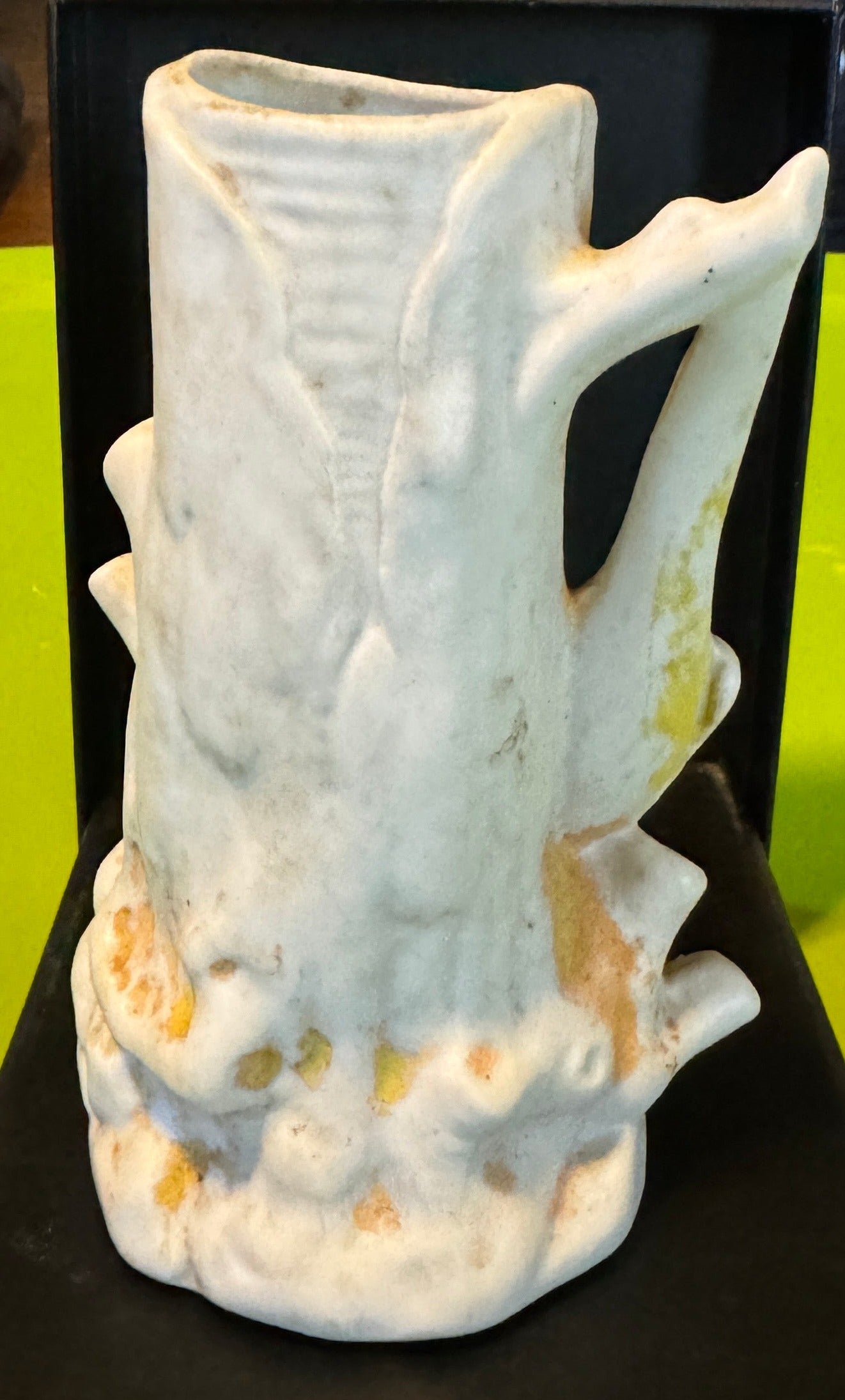 White, Yellow and Orange Pheasant Bird Bud Vase, Hand painted Ceramic Vintage