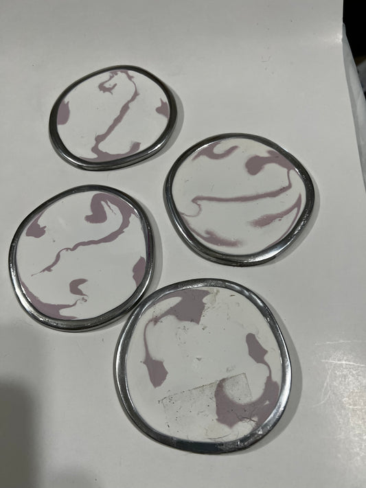 Set of 4 Coasters Lavender Marbled