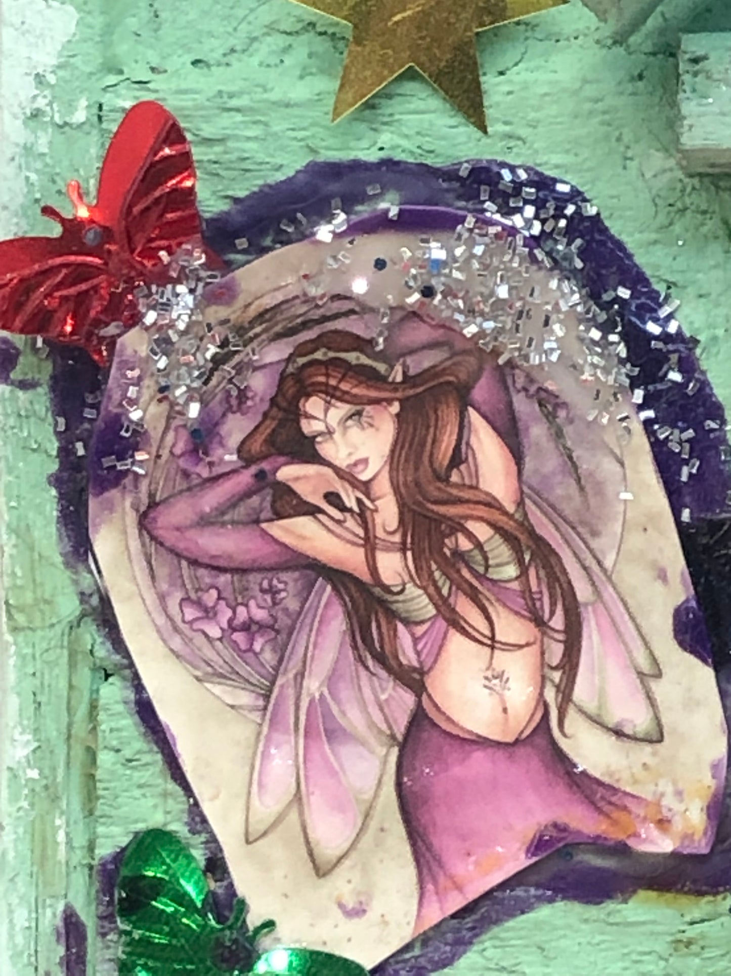 Fairy Door Green Glitter!!! Handmade