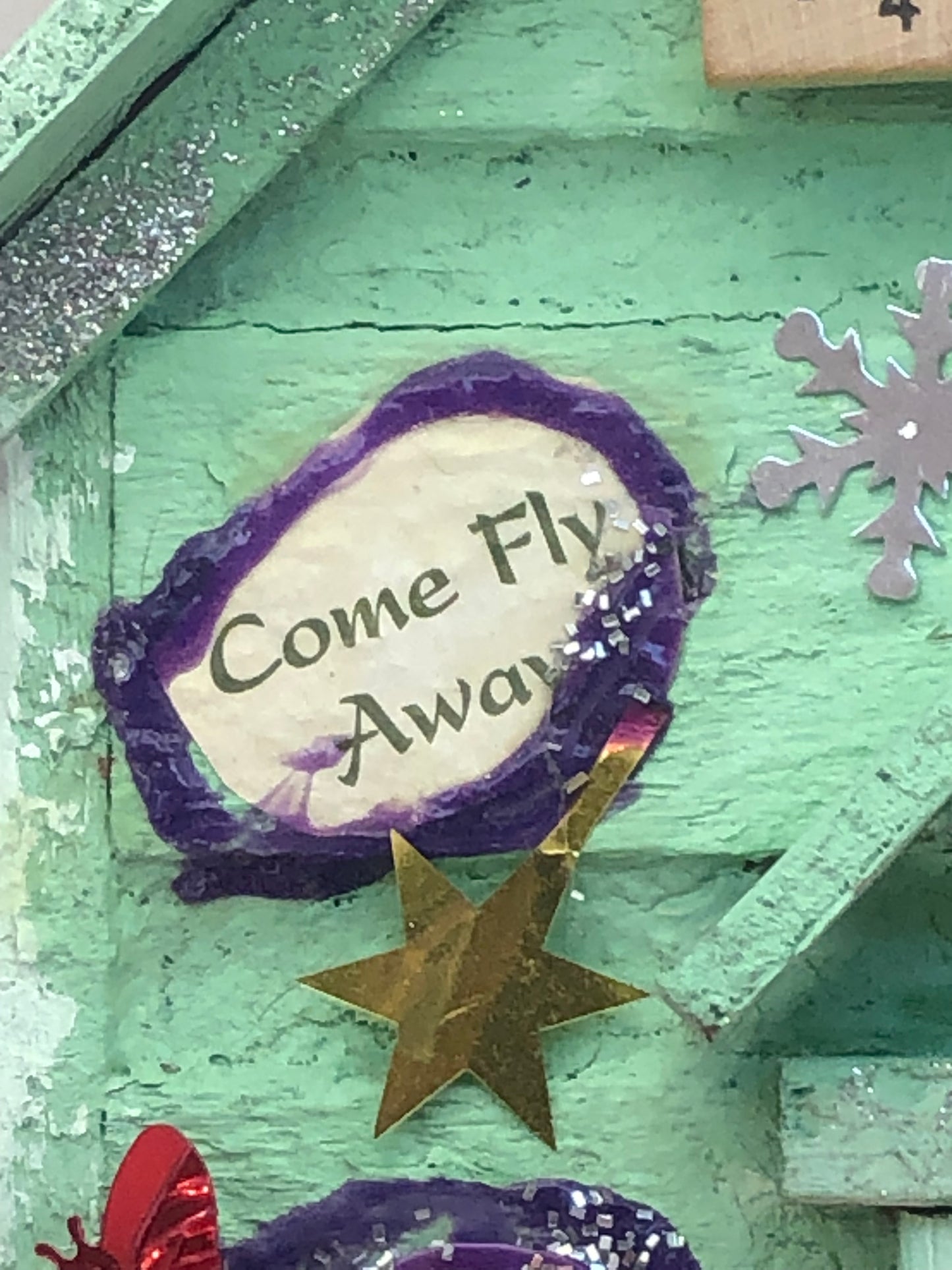Fairy Door Green Glitter!!! Handmade