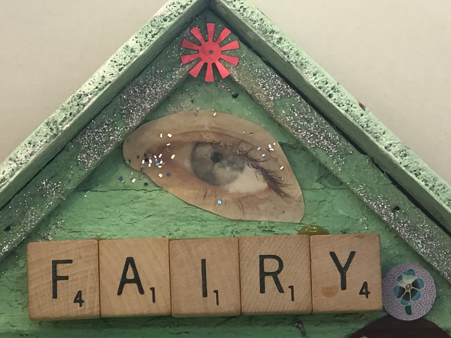 Fairy Door Green Glitter!!! Handmade