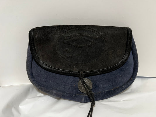 Hand Tooled Suede Leather Pouch with Flap, Closure and Belt loops