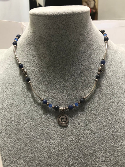 Silver and Beaded with Silver Tube beads Necklace