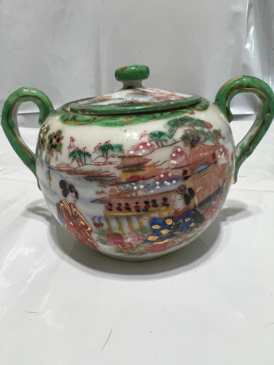 Japan Porcelain Double Handled Sugar Bowl Vintage