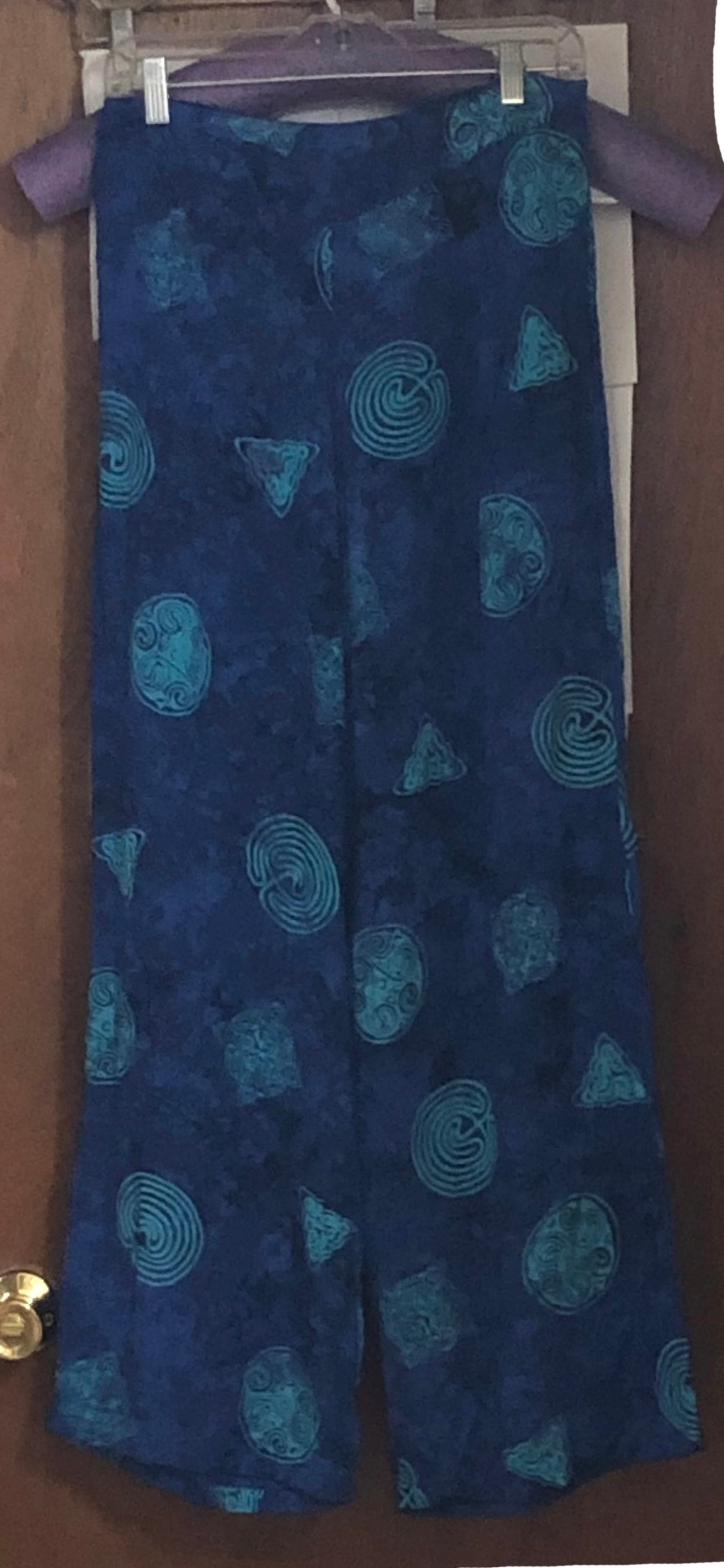Rayon Pants with Celtic Labyrinth and Knot design- Hippie/Boho