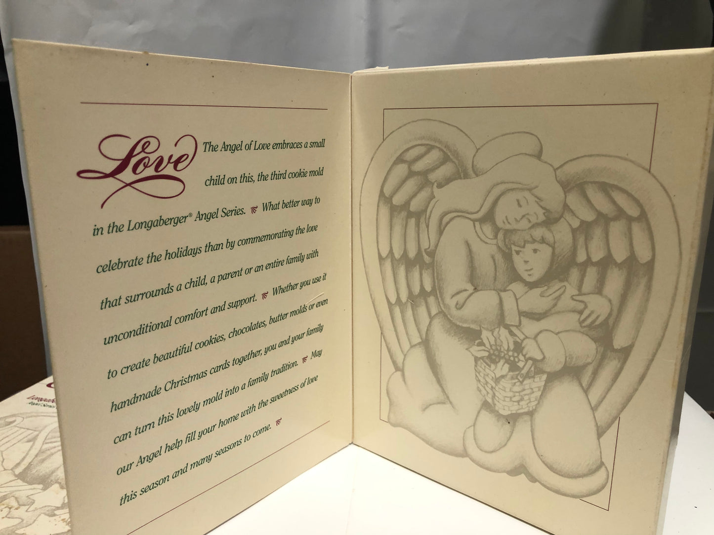 Love - Vintage The 1996 Longaberger Pottery Angel Series Cookie Mold w/Box